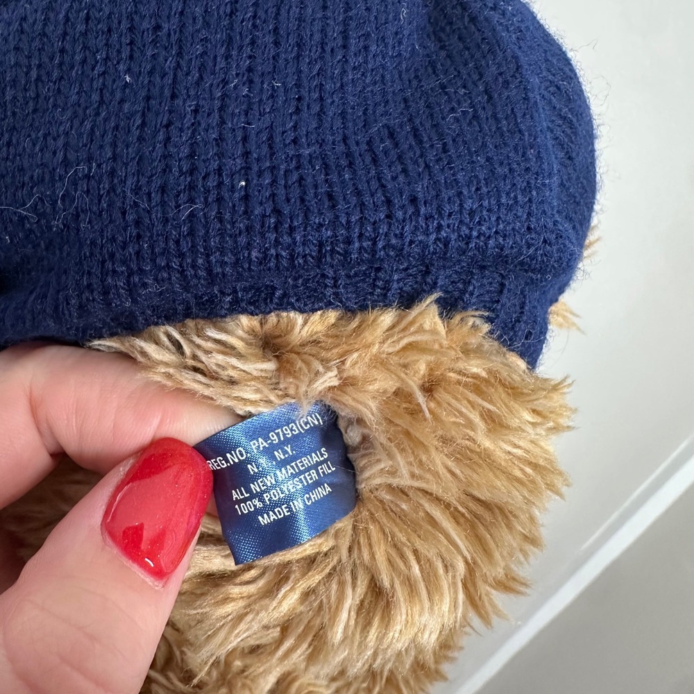 Polo Ralph Lauren Teddy Bear Plush Set Cream Navy Sweater Logo Stuffed Toy 2002 - Picture 5 of 5